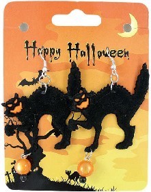 Karneval - Naušnice pro čarodějnice kočka - 1 pár