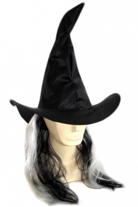 Klobouk čarodějnický s vlasy pro dospělé